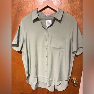 Mango Sage Green Button Down